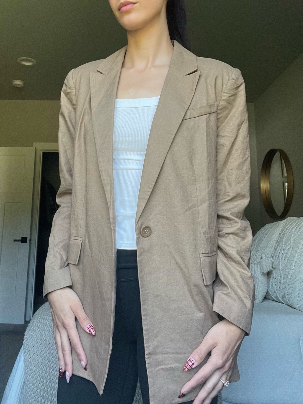 Open Edit Nordstrom Light Brown Single-Button Blazer Size XS